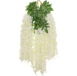 DOWNYPAWS - Fleurs de glycine artificielles, 12 tiges blanches