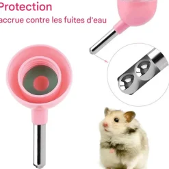 DOWNYPAWS - Fontaine à eau automatique pour hamsters-400 ml - 3 pièces - rose + vert + jaune