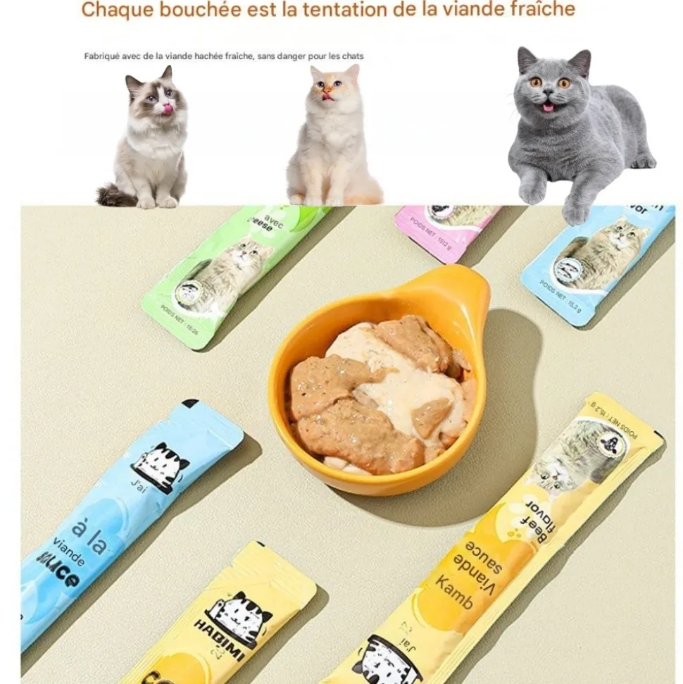 DOWNYPAWS - Friandises pour chats,saveur de poulet 20 paquets*14g, riches en oméga 3 et 6, avec taurine et vitamine e