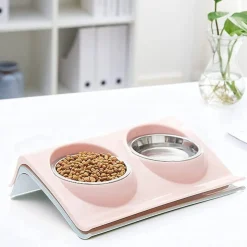 DOWNYPAWS - Gamelle double incliné pour animaux 37.5*25*7.5cm-vert clair gamelle pour chat