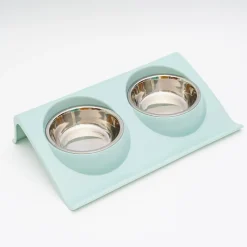 DOWNYPAWS - Gamelle double incliné pour animaux 37.5*25*7.5cm-vert clair gamelle pour chat