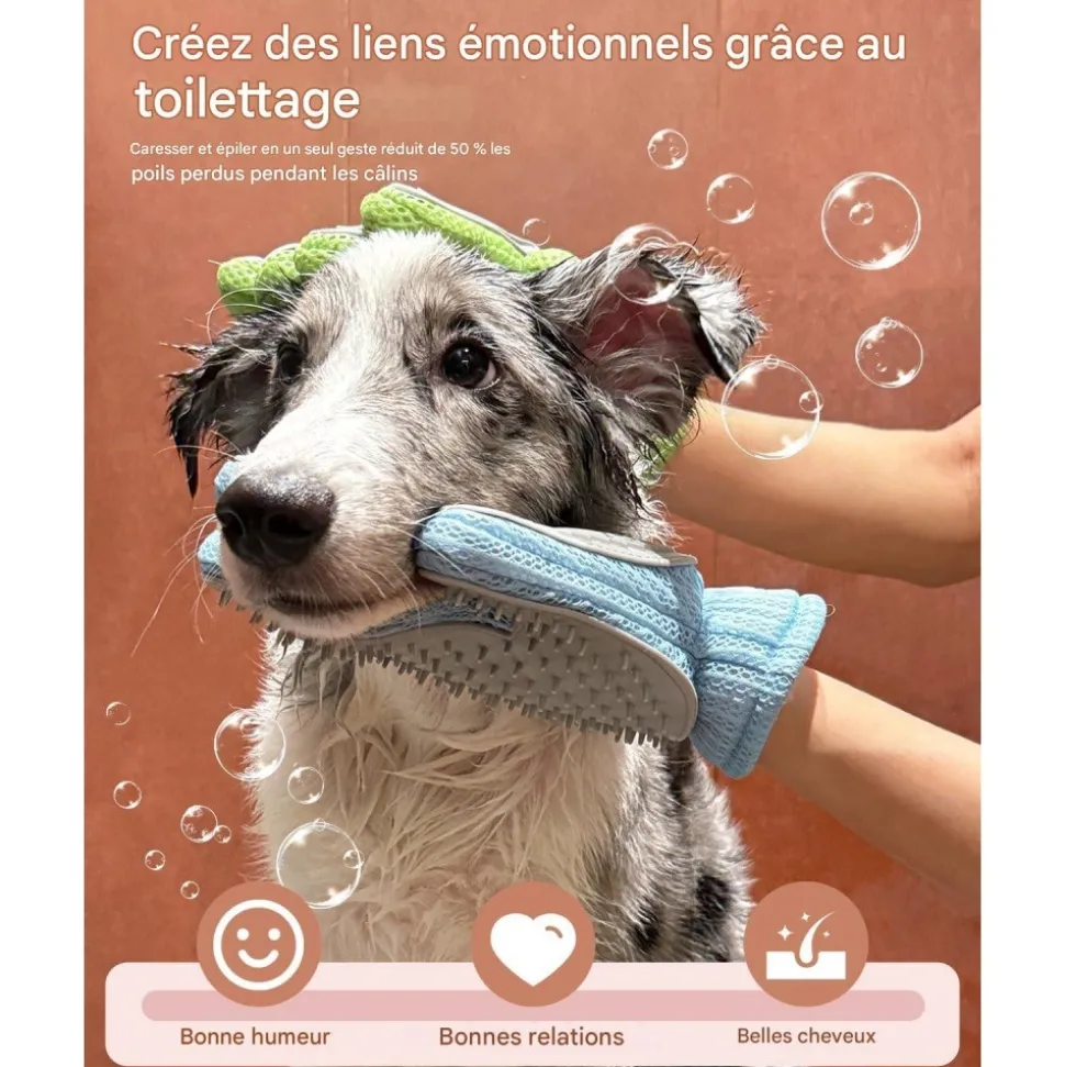 DOWNYPAWS - Gant 2 en 1 pour chats et chiens
