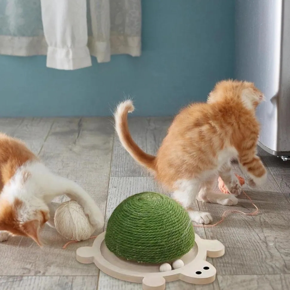 DOWNYPAWS - Griffoir pour chat en forme de tortue-balle jouet pour chat-29*24*14cm