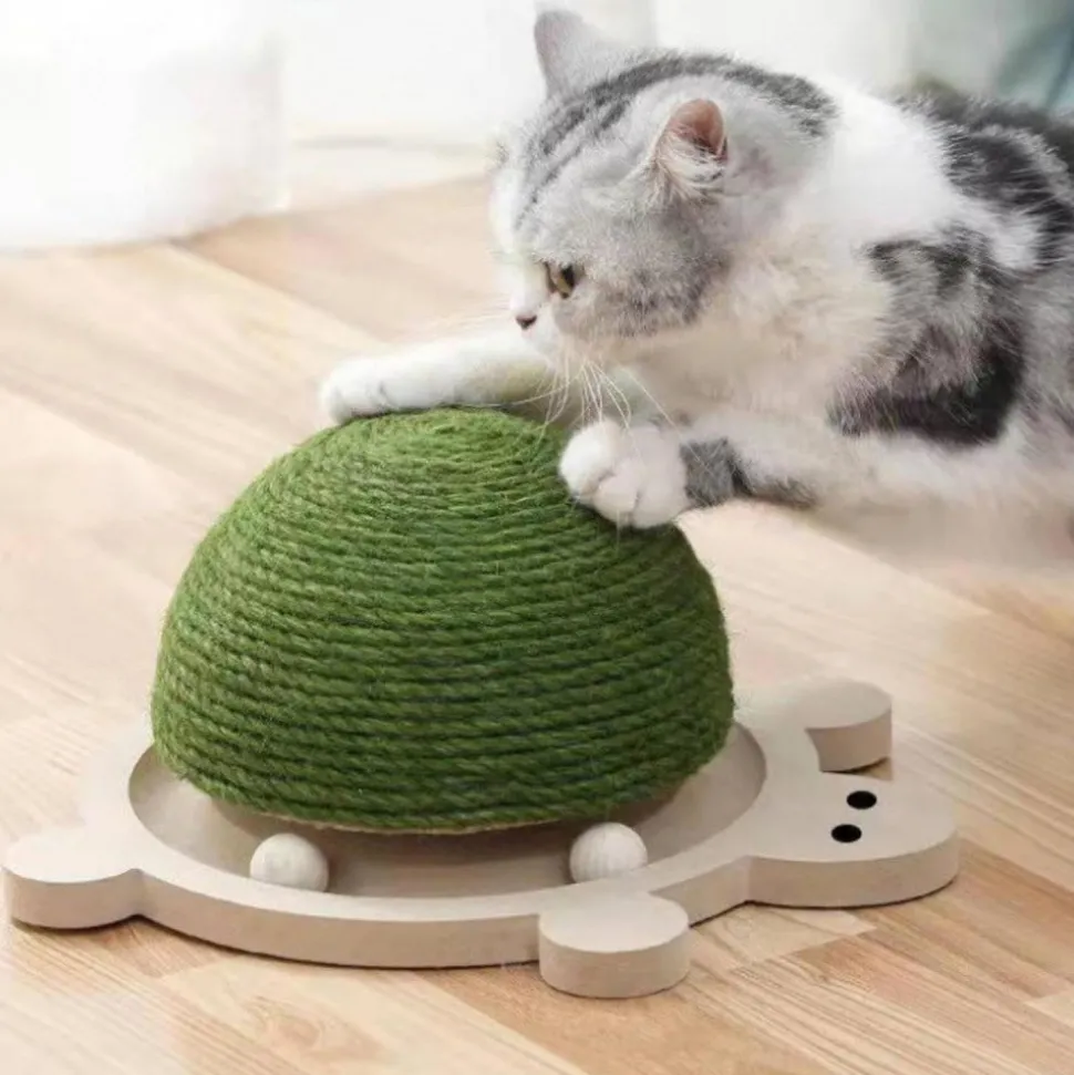 DOWNYPAWS - Griffoir pour chat en forme de tortue-balle jouet pour chat-29*24*14cm