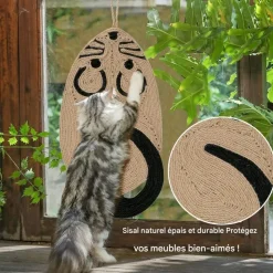 DOWNYPAWS - Griffoir pour chat-tapis griffoir en sisal pour chat forme de souris-54*25*1cm