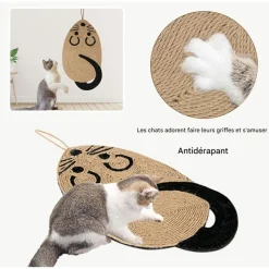 DOWNYPAWS - Griffoir pour chat-tapis griffoir en sisal pour chat forme de souris-54*25*1cm
