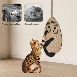 DOWNYPAWS - Griffoir pour chat-tapis griffoir en sisal pour chat forme de souris-54*25*1cm
