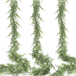 DOWNYPAWS - Guirlande de lierre artificiel d'eucalyptus blanc vert, 3 pièces, 1,8 m