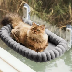 DOWNYPAWS - Hamac chat fenêtre 52*30cm peluche-peut supporter des animaux pesant 20 kg-gris