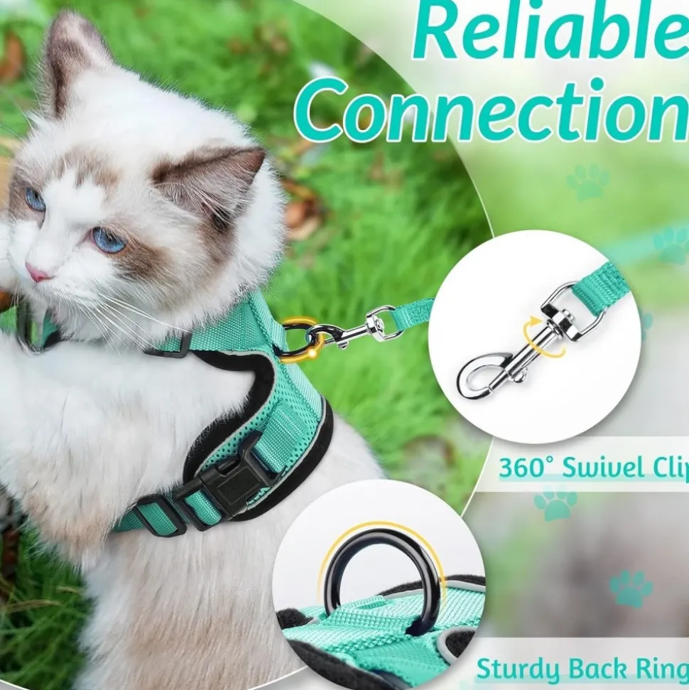 DOWNYPAWS - Harnais et laisse réfléchissants pour chat xs