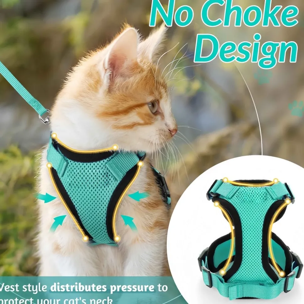 DOWNYPAWS - Harnais et laisse réfléchissants pour chat xs