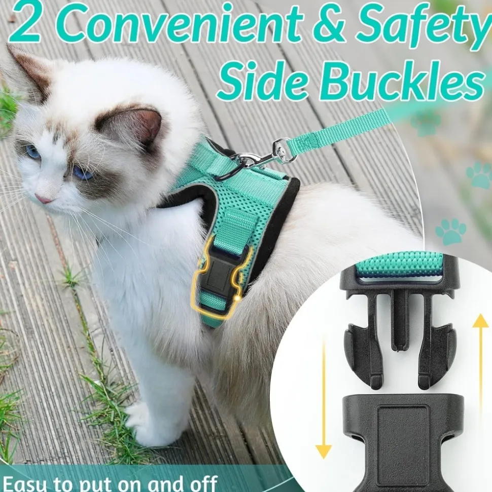 DOWNYPAWS - Harnais et laisse réfléchissants pour chat xs