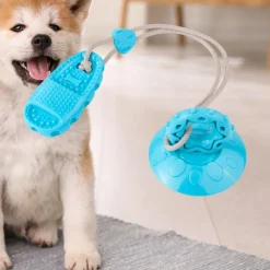 DOWNYPAWS - Jouet de chien grincement avec ventouse bleu-chaussons jouets à mâcher