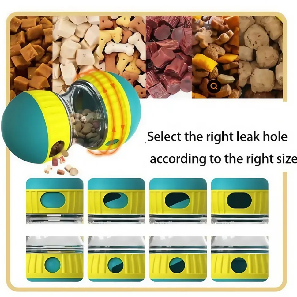 DOWNYPAWS - Jouet éducatif puzzle alimentaire balle roulante : gamelle pour chien et chiot à alimentation lente