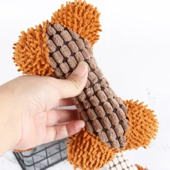 DOWNYPAWS - Jouet en peluche pour chiens en forme d'os-jouet à mâcher marron