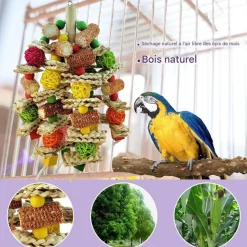 DOWNYPAWS - Jouet mâcher perroquet en maïs couleur