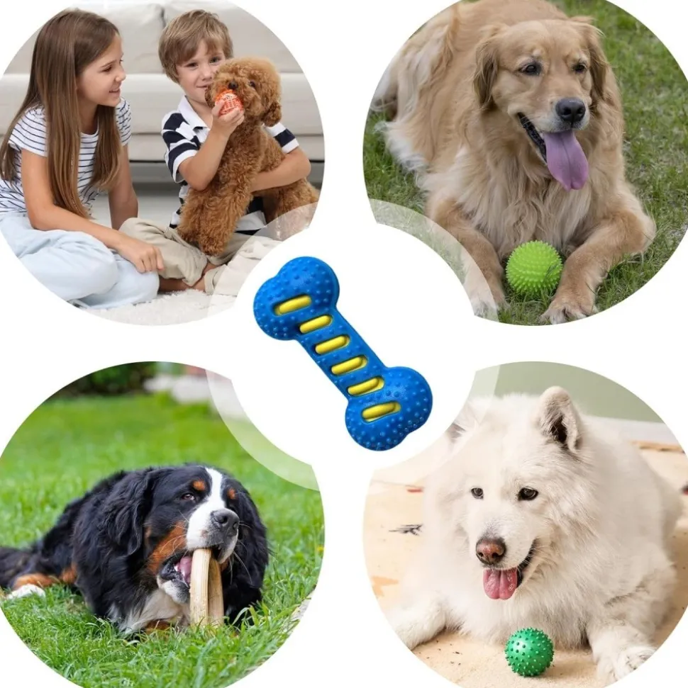 DOWNYPAWS - Jouet pour chien forme osseuse sifflet tpr nettoyant dentaire