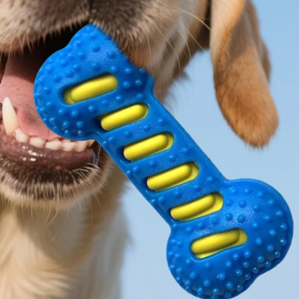 DOWNYPAWS - Jouet pour chien forme osseuse sifflet tpr nettoyant dentaire