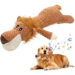 DOWNYPAWS - Jouets à mâcher pour chiens-jouet à couinement pour chiens forme de lion-32*11cm