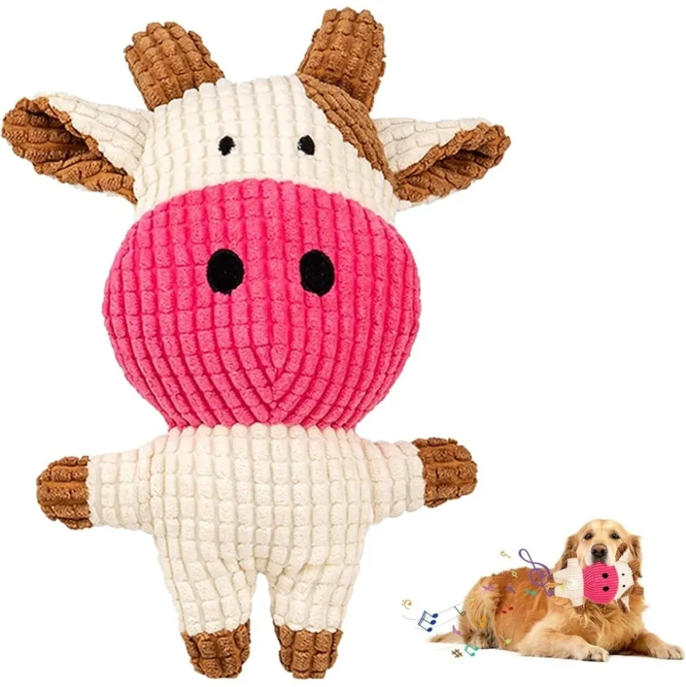 DOWNYPAWS - Jouets en peluche pour chiens-forme de vachejouets à mâcher - 22 x 15 cm