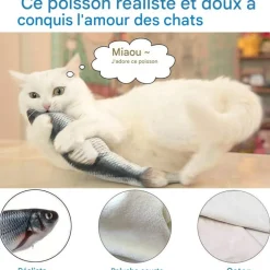 DOWNYPAWS - Jouets interactifs pour chats-jouet électrique en forme de poisson