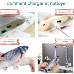 DOWNYPAWS - Jouets interactifs pour chats-jouet électrique en forme de poisson
