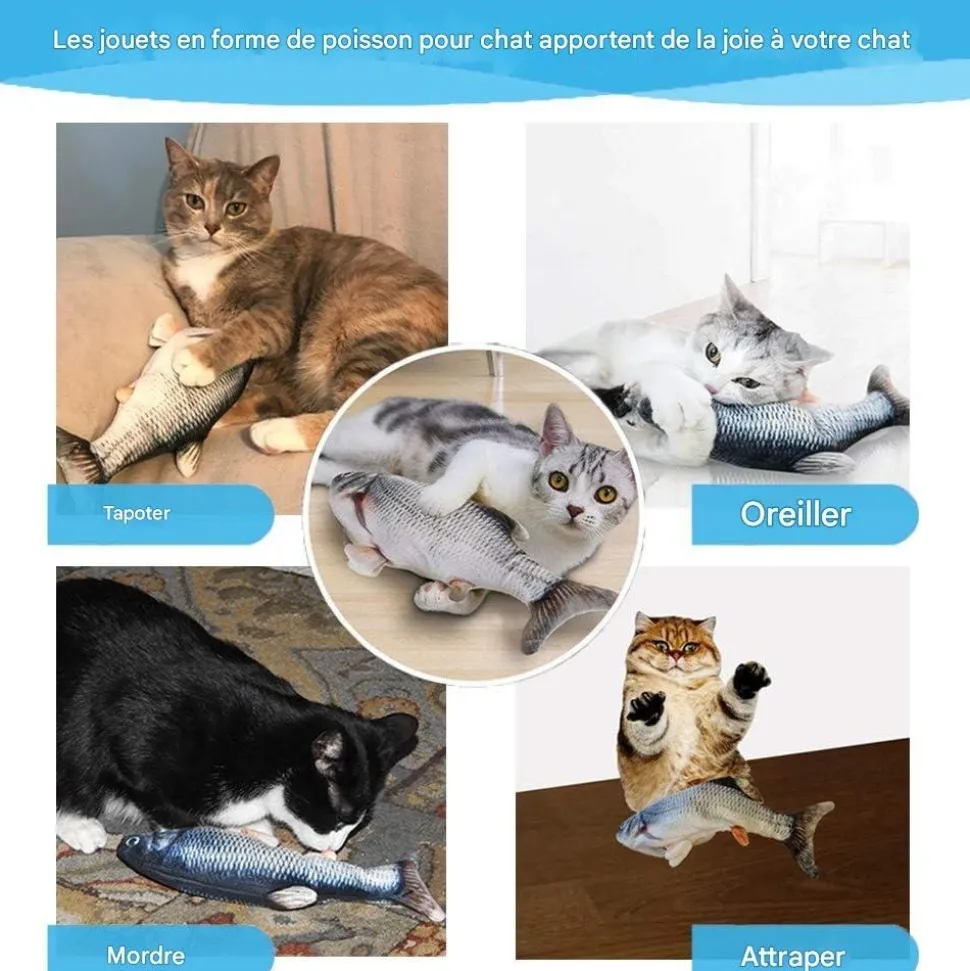 DOWNYPAWS - Jouets interactifs pour chats-jouet électrique en forme de poisson