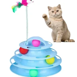 DOWNYPAWS - Jouets pour chats-jouets interactifs-avec balles colorées-boule et souris-bleu 3 couches