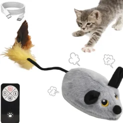 DOWNYPAWS - Jouets pour chats souris électrique-avec télécommande et câble de chargement usb
