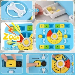 DOWNYPAWS - Jouets pour chiens mangeoire-jeu d'intelligence pour chien bleu-35*29*3.8cm