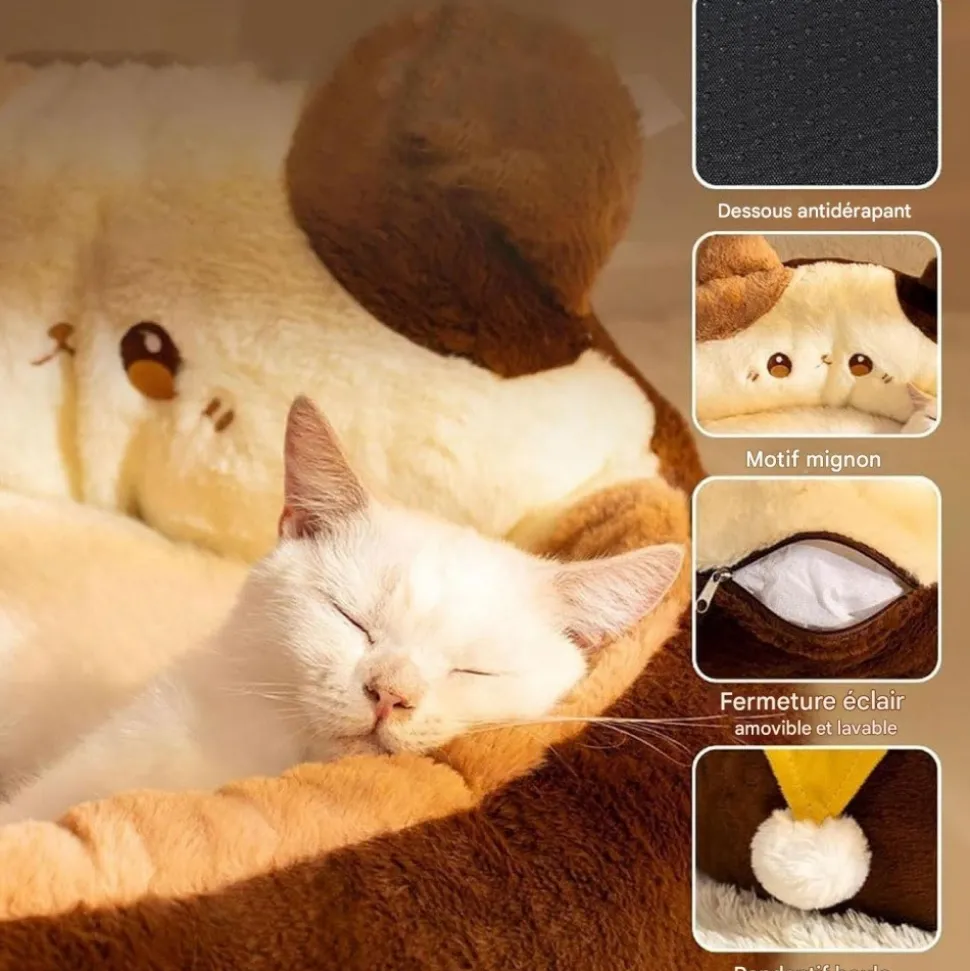 DOWNYPAWS - Lit pour chat forme de chat 55*55*32cm