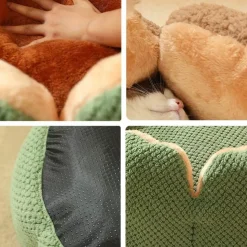 DOWNYPAWS - Lit pour chat diamètre 50 cm -amovible et lavable en machine-forme de fleur