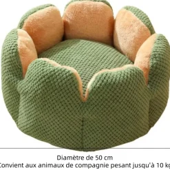 DOWNYPAWS - Lit pour chat diamètre 50 cm -amovible et lavable en machine-forme de fleur