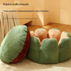 DOWNYPAWS - Lit pour chat diamètre 50 cm -amovible et lavable en machine-forme de fleur