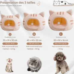 DOWNYPAWS - Lit pour chat-panier pour chat -forme de tête de chat-rose 40*40*32cm