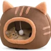 DOWNYPAWS - Lit pour chat-panier pour chat -forme de tête de chat-café 40*40*32cm