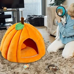 DOWNYPAWS - Lit pour chat-panier pour chat couleur orange-m-47*47*42cm