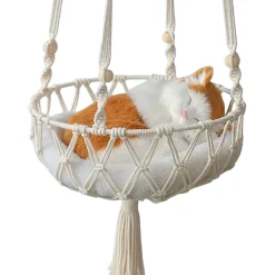 DOWNYPAWS - Lit Suspendu Pour Chat, Panier Hamac En Corde Tissée