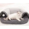 DOWNYPAWS - Lit tunnel pour chat avec boule suspendue