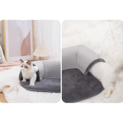 DOWNYPAWS - Lit tunnel pour chat avec boule suspendue