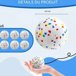 DOWNYPAWS - Lot de 6 balles jouets pour chien 6.3cm-jouets interactifs à haute élasticité