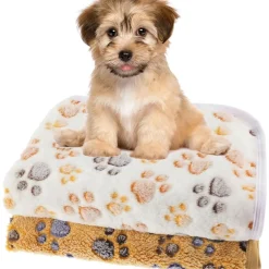 DOWNYPAWS - Lot de 2 couverture pour chats et chiens-beige + marron - taille s 40*60cm