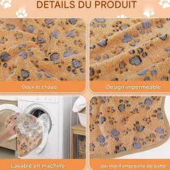 DOWNYPAWS - Lot de 2 couverture pour chats et chiens-beige + marron - taille s 40*60cm