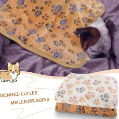 DOWNYPAWS - Lot de 2 couverture pour chats et chiens-beige + marron - taille s 40*60cm