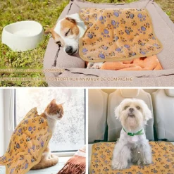 DOWNYPAWS - Lot de 2 couverture pour chats et chiens-beige + marron - taille s 40*60cm
