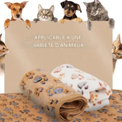 DOWNYPAWS - Lot de 2 couverture pour chats et chiens-beige + marron - taille s 40*60cm