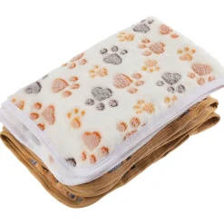 DOWNYPAWS - Lot de 2 couverture pour chats et chiens-beige + marron - taille s 40*60cm