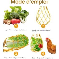 DOWNYPAWS - Mangeoire fruits légumes poulet lot 3 60cm