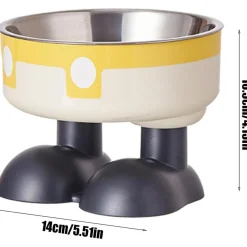 DOWNYPAWS - Mangeoire hauteur ergonomique - acier inoxydable jaune