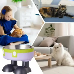DOWNYPAWS - Mangeoire hauteur ergonomique - acier inoxydable vert